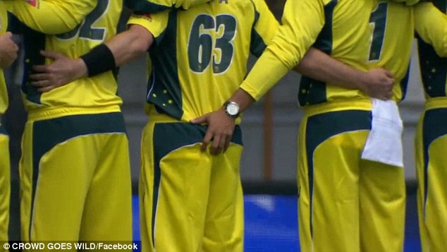 Awkward: He made headlines in February during a One Day International against New Zealand, when he gave first-time player Adam Zampa a very unusual welcome to the big leagues - a lengthy caress on the bottom while the team sang the national anthem on the field 