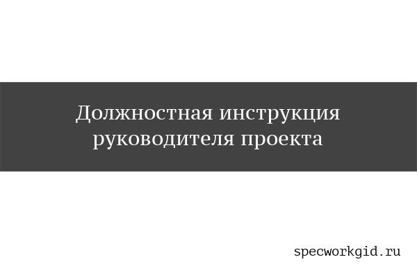 Должностная инструкция руководителя проекта