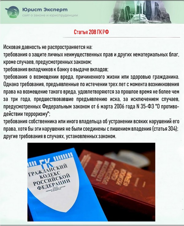 Статья 208 ГК РФ